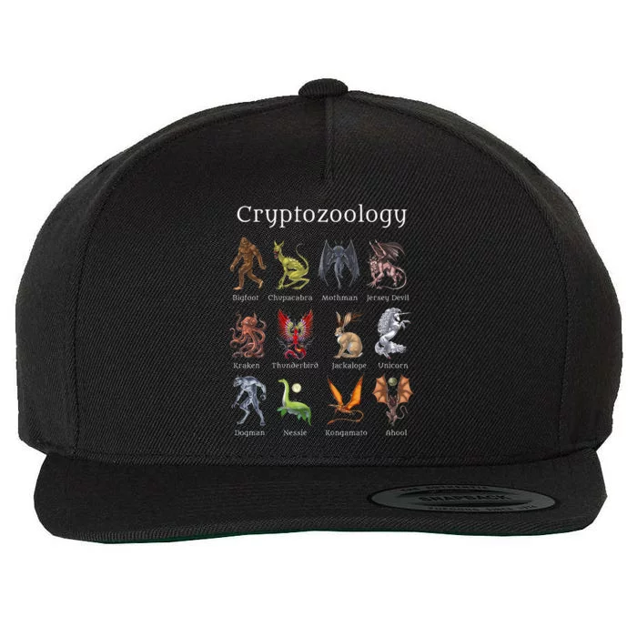 Cryptozoology Cryptid Creatures Fantasy Mythical Monsters Wool Snapback Cap