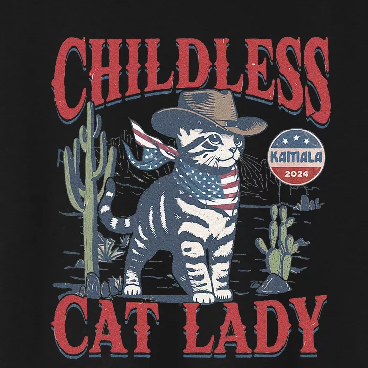 Cowboy Cat Childless Cat Lady For Kamala Election Voting Gift Women's Crop Top Tee