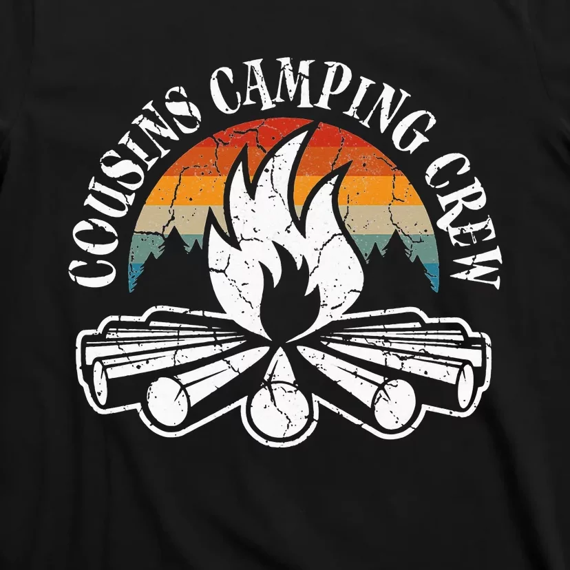 Cousin Camping Crew Retro Sunset With Pine Trees T-Shirt