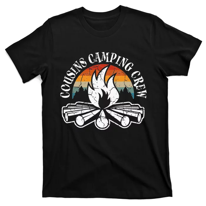 Cousin Camping Crew Retro Sunset With Pine Trees T-Shirt