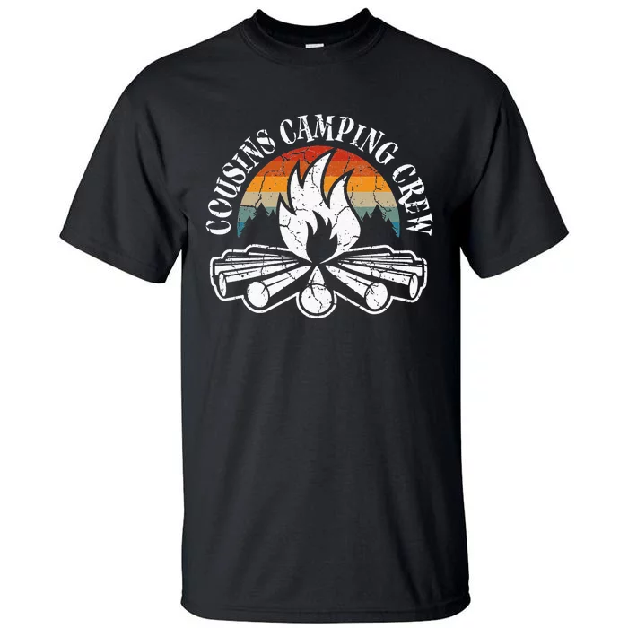 Cousin Camping Crew Retro Sunset With Pine Trees Tall T-Shirt