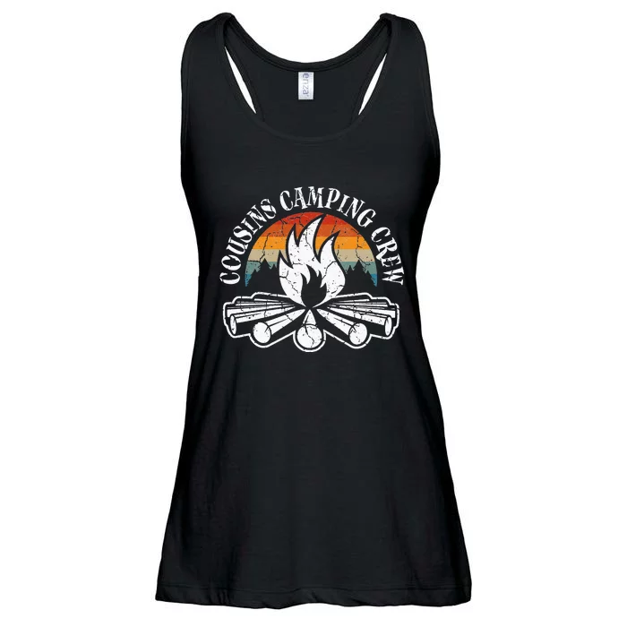 Cousin Camping Crew Retro Sunset With Pine Trees Ladies Essential Flowy Tank