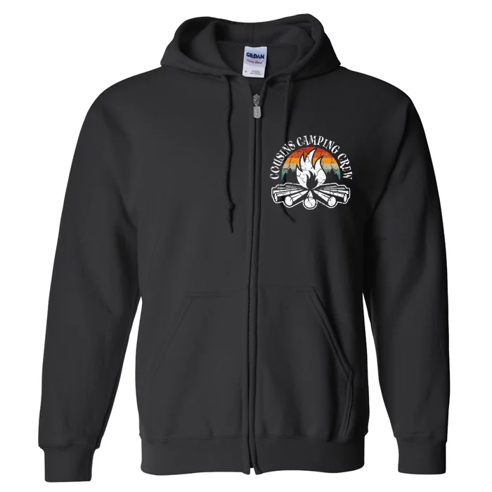 Cousin Camping Crew Retro Sunset With Pine Trees Full Zip Hoodie