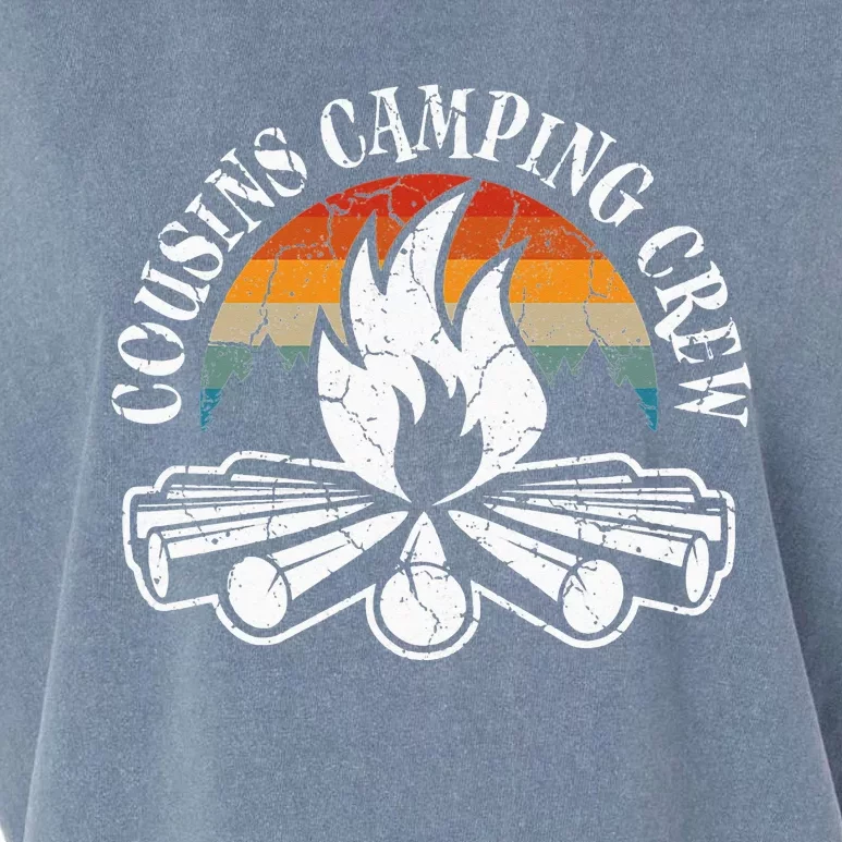 Cousin Camping Crew Retro Sunset With Pine Trees Garment-Dyed Women's Muscle Tee