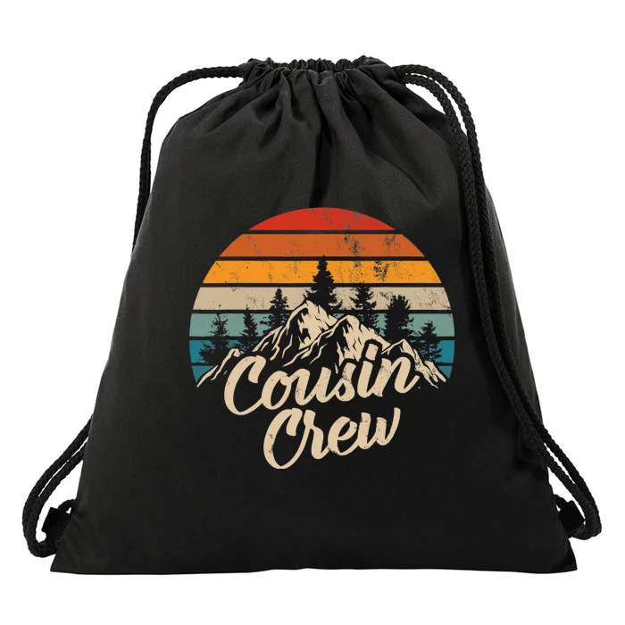 Cousin Crew Camping Outdoor Sunset Summer Camp Drawstring Bag