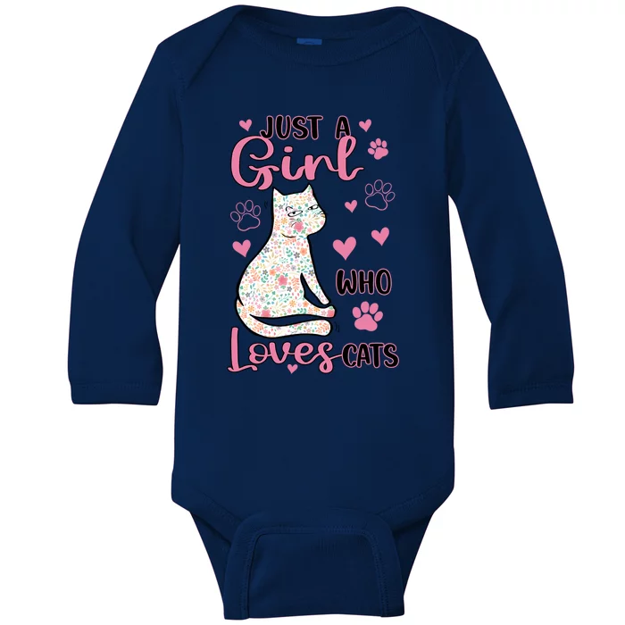 Cute Colorful Cat Mom Appreciation Just A Who Loves Cat Gift Baby Long Sleeve Bodysuit