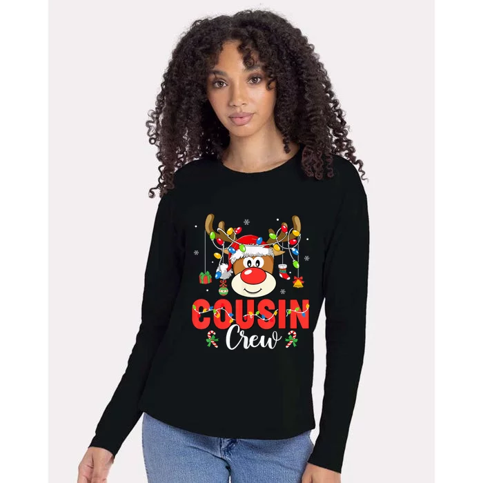 Christmas Cousin Crew Reindeer Matching Pajama Xmas Holiday Womens Cotton Relaxed Long Sleeve T-Shirt