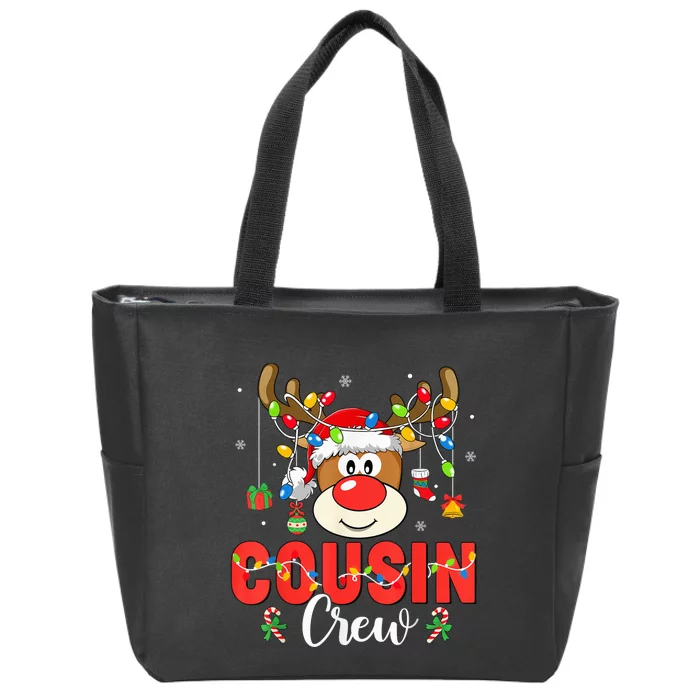 Christmas Cousin Crew Reindeer Matching Pajama Xmas Holiday Zip Tote Bag