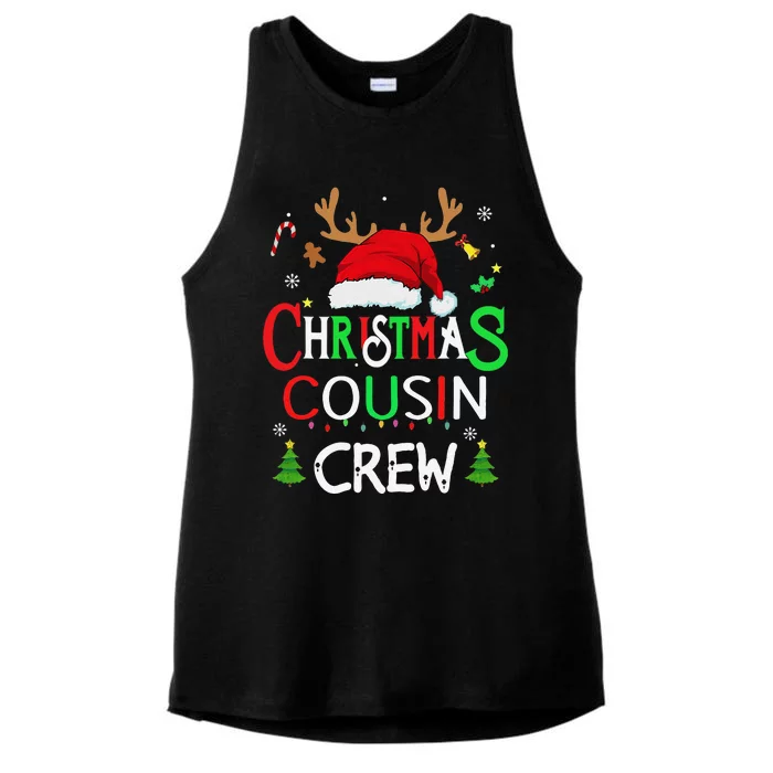 Cousin Crew Christmas Santa Squad Reindeer Party Ladies Tri-Blend Wicking Tank