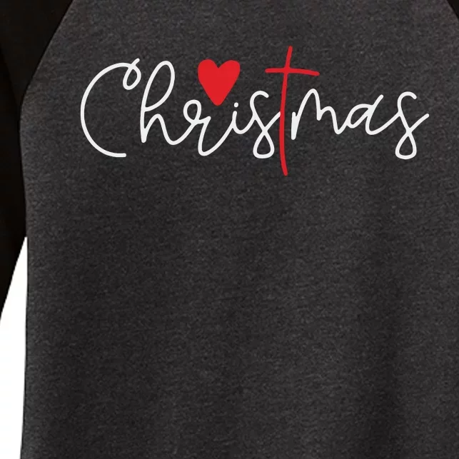 Cross Christmas Cute Xmas Pajama Christian Jesus Faith Women's Tri-Blend 3/4-Sleeve Raglan Shirt