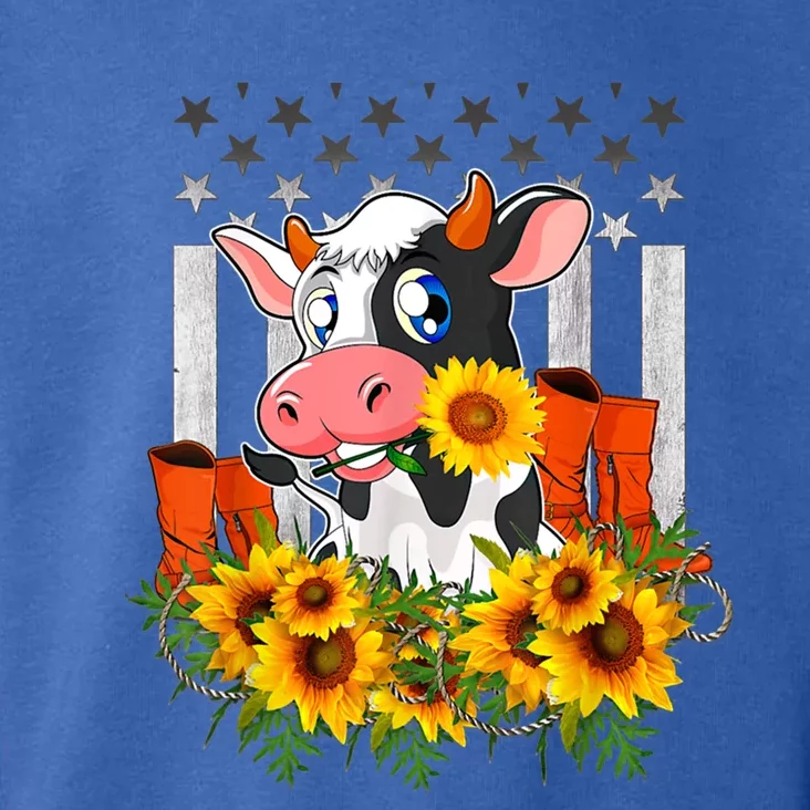 Cute Cow Cute Gift Sunflower American Flag Cow Farmer Gift Toddler Hoodie