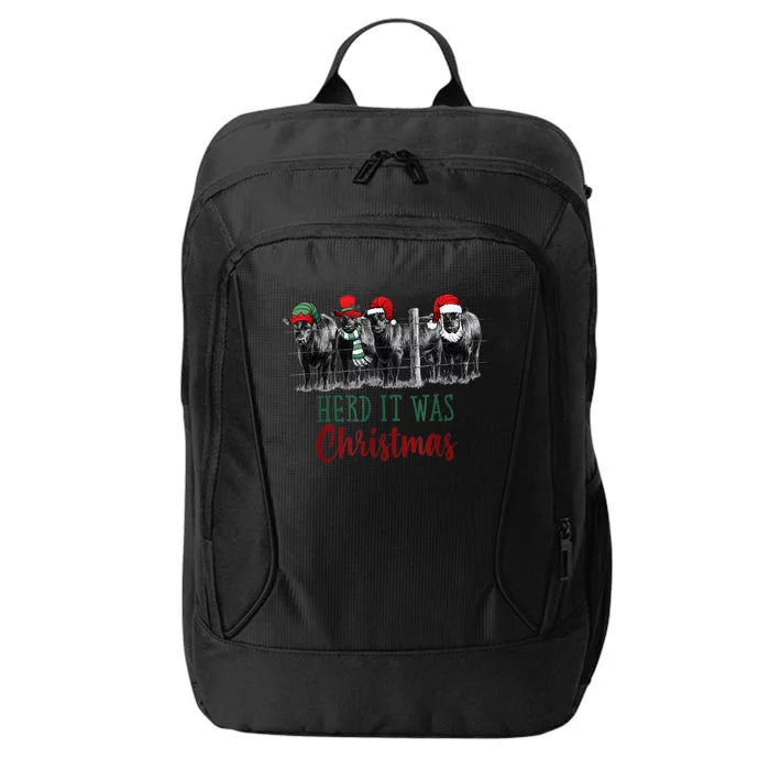 Cute Christmas Cows Herd It Was Christmas Funny Cow Shirt City Backpack