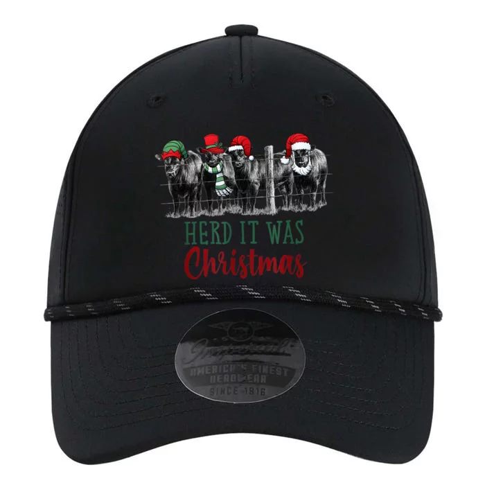 Cute Christmas Cows Herd It Was Christmas Funny Cow Shirt Performance The Dyno Cap