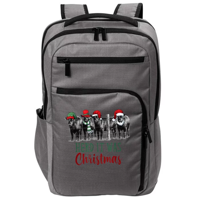 Cute Christmas Cows Herd It Was Christmas Funny Cow Shirt Impact Tech Backpack