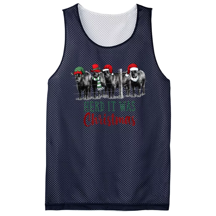 Cute Christmas Cows Herd It Was Christmas Funny Cow Shirt Mesh Reversible Basketball Jersey Tank