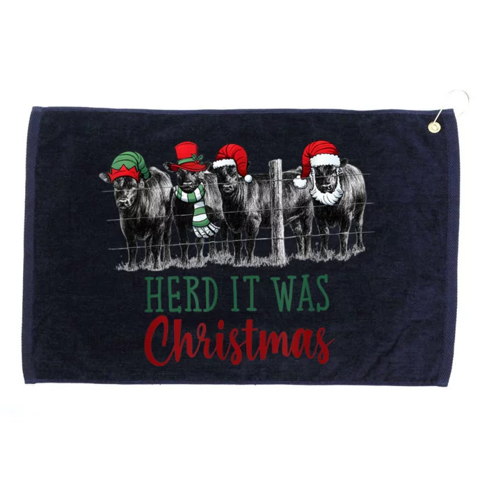 Cute Christmas Cows Herd It Was Christmas Funny Cow Shirt Grommeted Golf Towel