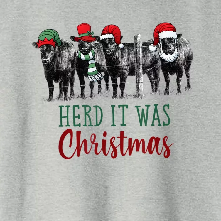 Cute Christmas Cows Herd It Was Christmas Funny Cow Shirt Women's Crop Top Tee