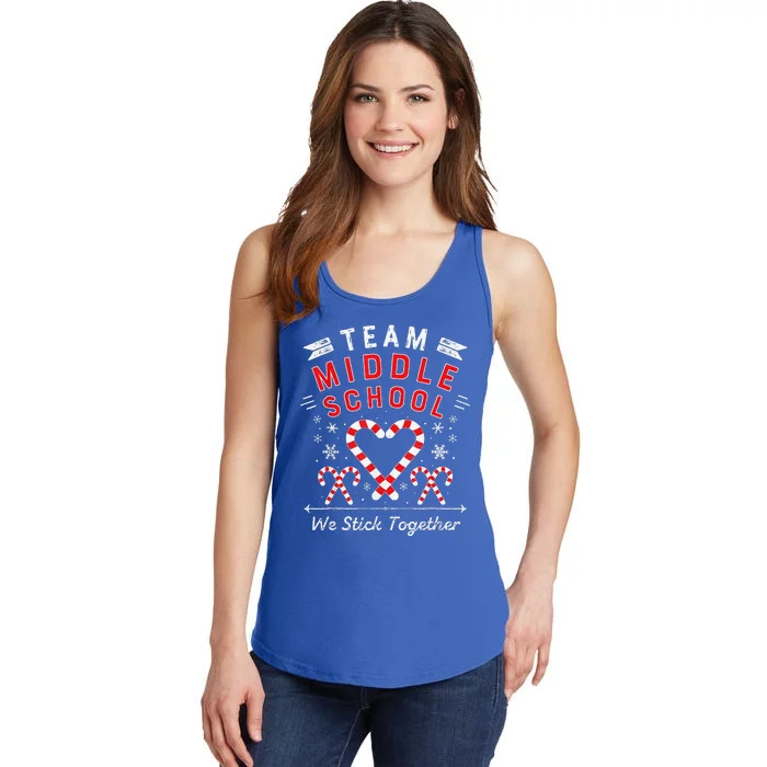 Christmas Candy Cane Heart Student Amp Middle School Teacher Ladies Essential Tank