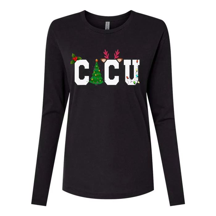 CICU Christmas Cardiac Intensive Care Unit Nurse Christmas Womens Cotton Relaxed Long Sleeve T-Shirt