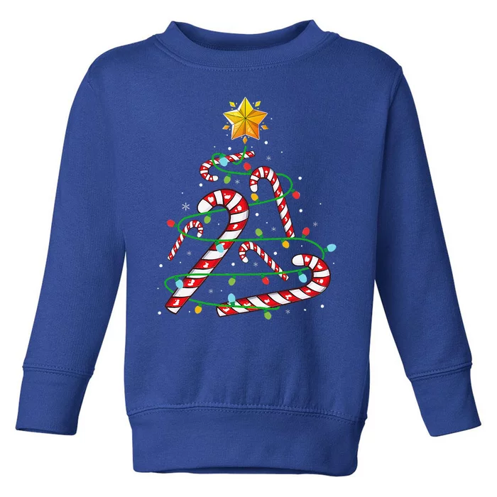 Christmas Candy Cane Tree Light Xmas Funny Funny Toddler Sweatshirt