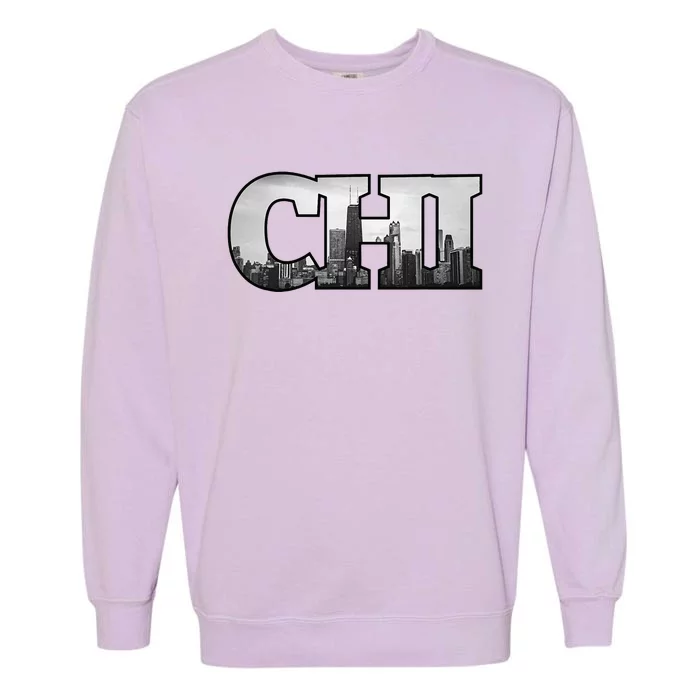 Chi Chicago City Skyline Of Downtown Chicago Illinois Garment-Dyed Sweatshirt