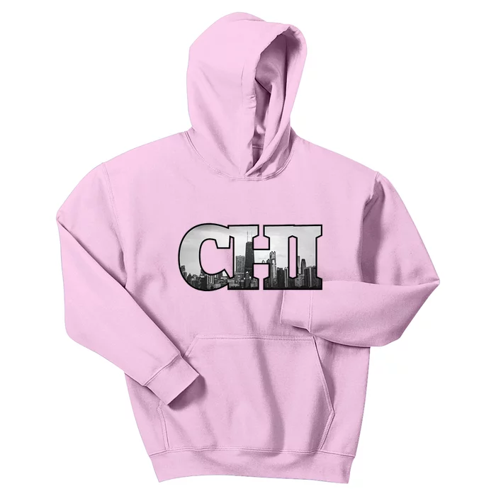 Chi Chicago City Skyline Of Downtown Chicago Illinois Kids Hoodie