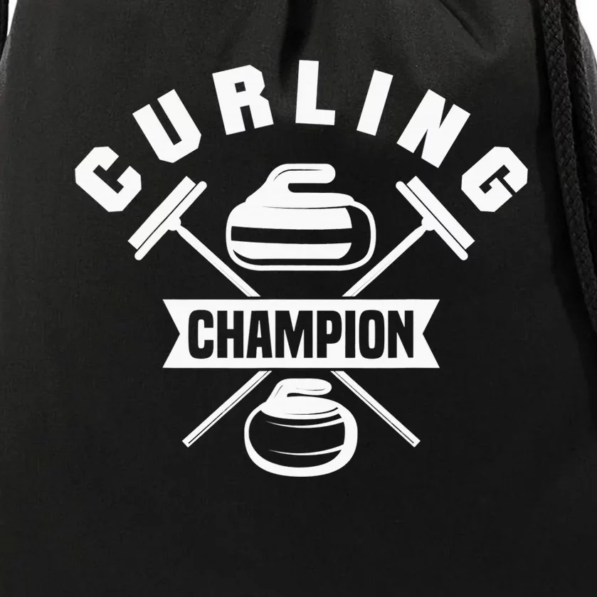 Curling Champion Curler Winter Sports Drawstring Bag