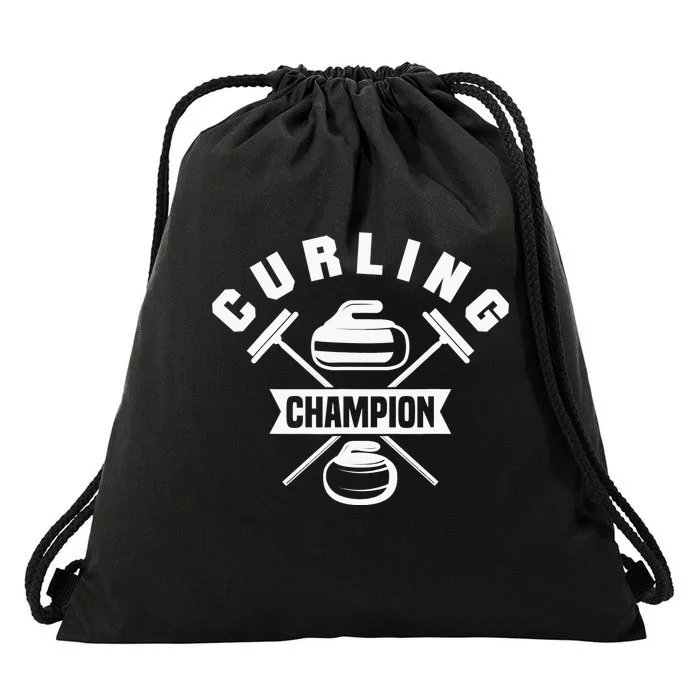 Curling Champion Curler Winter Sports Drawstring Bag