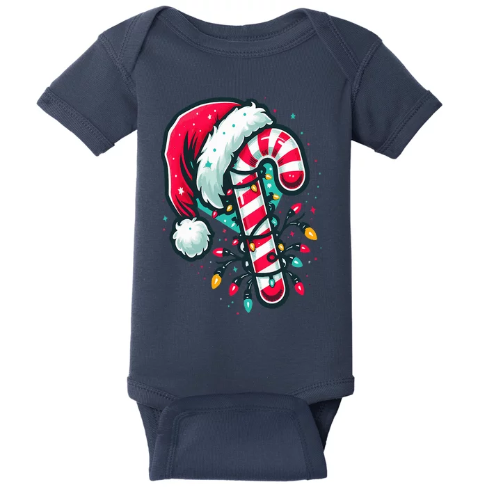 Candy Cane Crew Christmas Lights Family Matching Xmas Baby Bodysuit