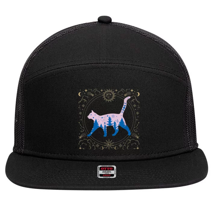 Cosmic Cat 7 Panel Mesh Trucker Snapback Hat