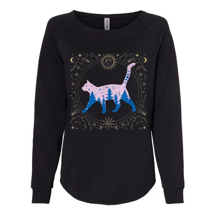 Cosmic Cat Womens California Wash Sweatshirt