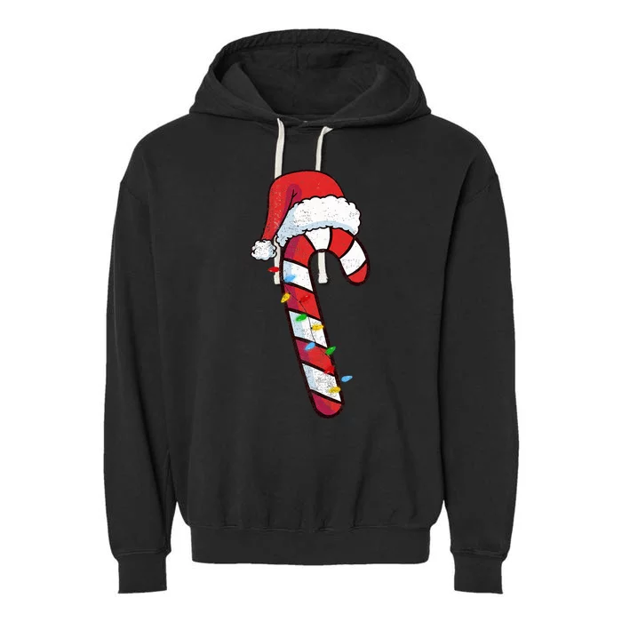 Christmas Candy Cane Santa Xmas Garment-Dyed Fleece Hoodie