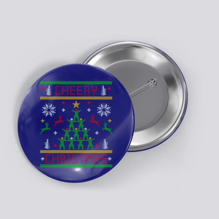 Cheery Christmas Cheer Cheerleading Ugly Christmas Button