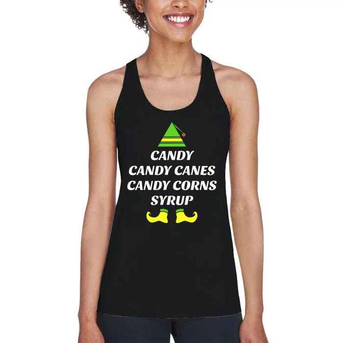 Candy Candy Canes Candy Corn Syrup Women's Racerback Tank