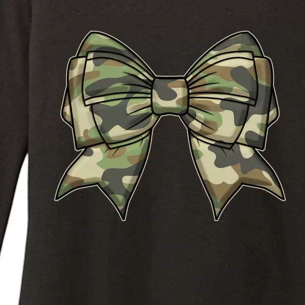 Cute Camo Coquette Ribbon Bow Womens CVC Long Sleeve Shirt