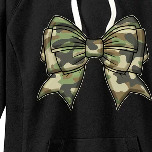 Cute Camo Coquette Ribbon Bow Women's Fleece Hoodie