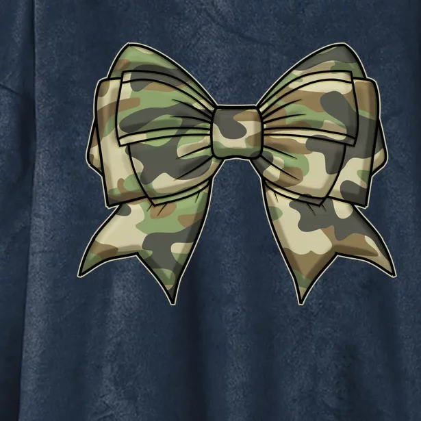 Cute Camo Coquette Ribbon Bow Hooded Wearable Blanket