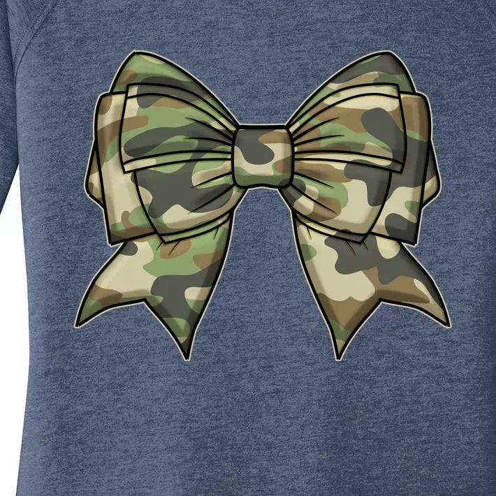 Cute Camo Coquette Ribbon Bow Women's Perfect Tri Tunic Long Sleeve Shirt