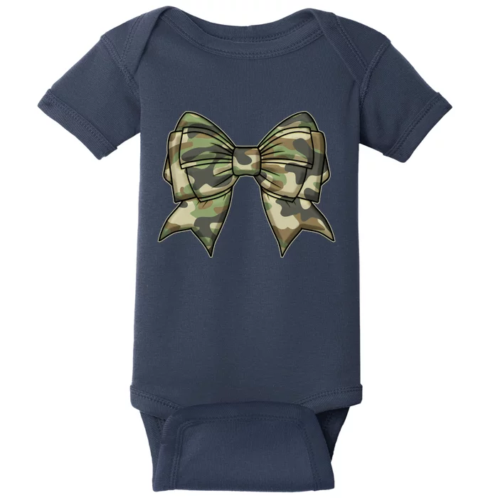 Cute Camo Coquette Ribbon Bow Baby Bodysuit