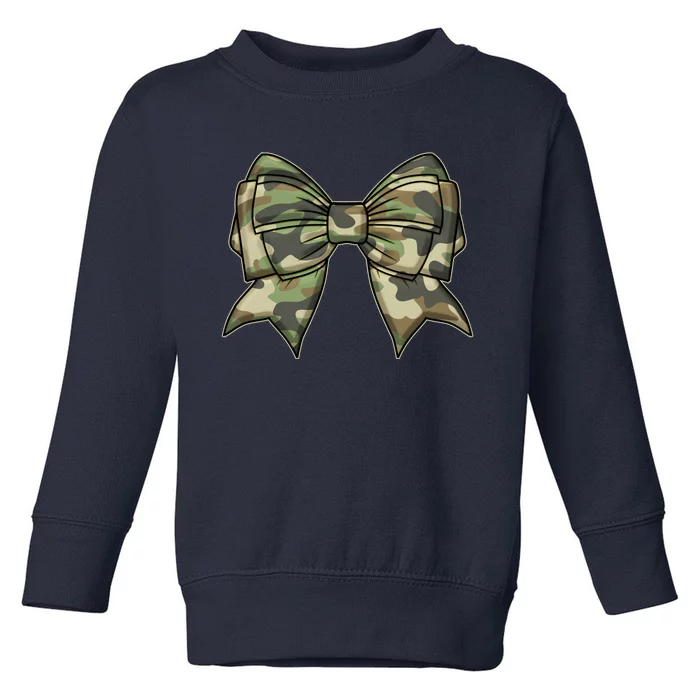 Cute Camo Coquette Ribbon Bow Toddler Sweatshirt