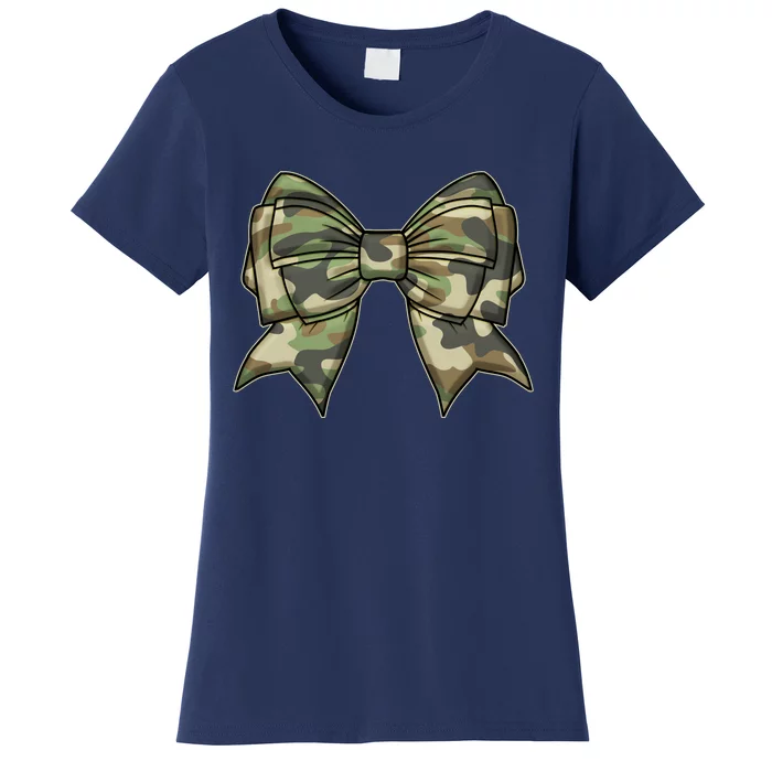 Cute Camo Coquette Ribbon Bow Women's T-Shirt