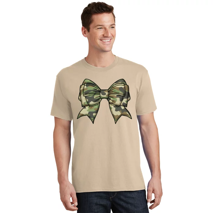 Cute Camo Coquette Ribbon Bow T-Shirt