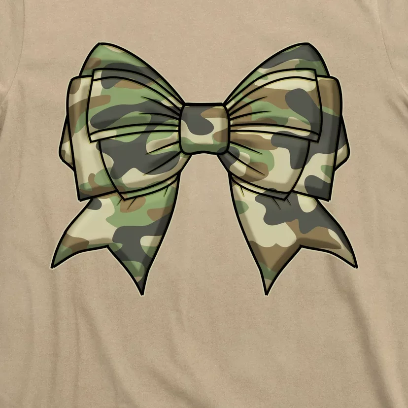 Cute Camo Coquette Ribbon Bow T-Shirt