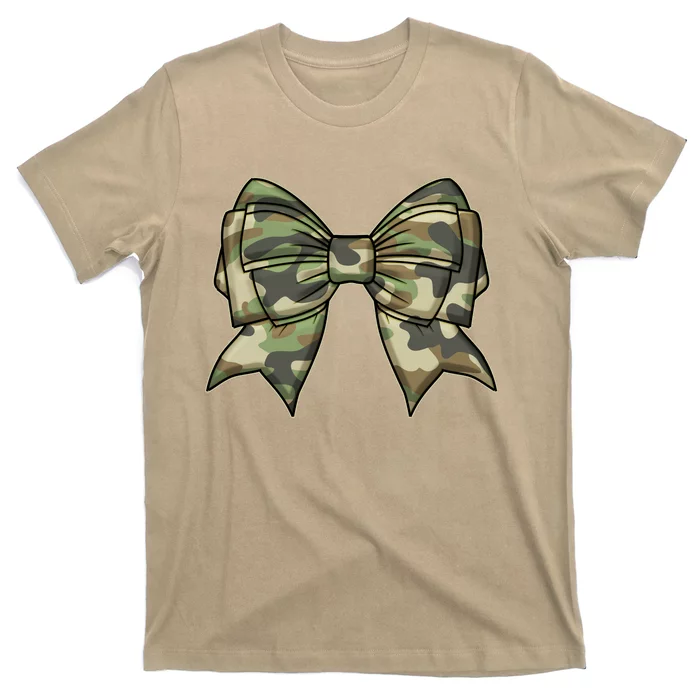 Cute Camo Coquette Ribbon Bow T-Shirt