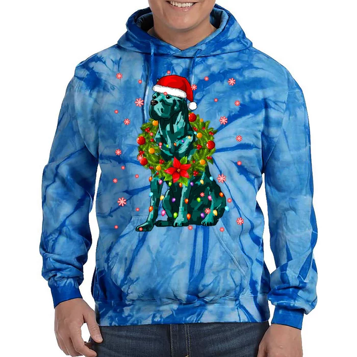 Cane Corso Christmas Santa Hat Xmas Lights Dog Lover Funny Gift Tie Dye Hoodie