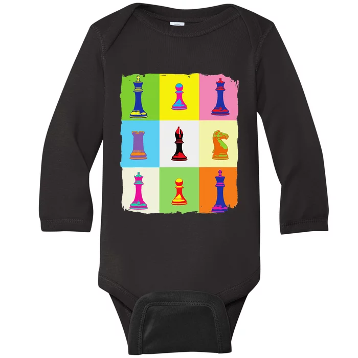 Chess Chess Club Chess Art Baby Long Sleeve Bodysuit