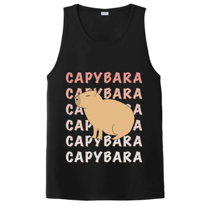 Capybara Capybara Capybara Funny Cute Meme Performance Tank