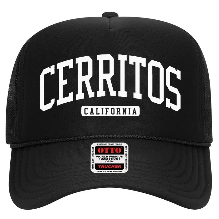 Cerritos California Ca College University Style High Crown Mesh Trucker Hat