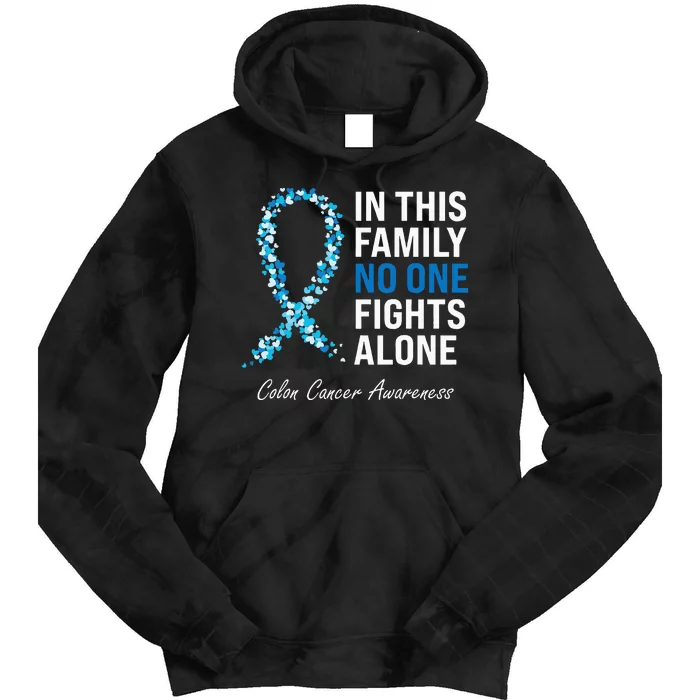 Colorectal Cancer Colon Cancer Blue Ribbon Tie Dye Hoodie