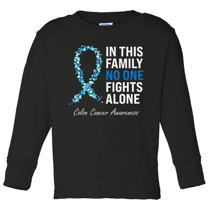 Colorectal Cancer Colon Cancer Blue Ribbon Toddler Long Sleeve Shirt